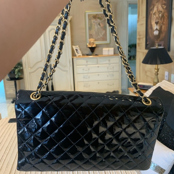 Patent Chanel Envelope Lock 3 Bag Quilted Goatskin - Picture 6 of 6